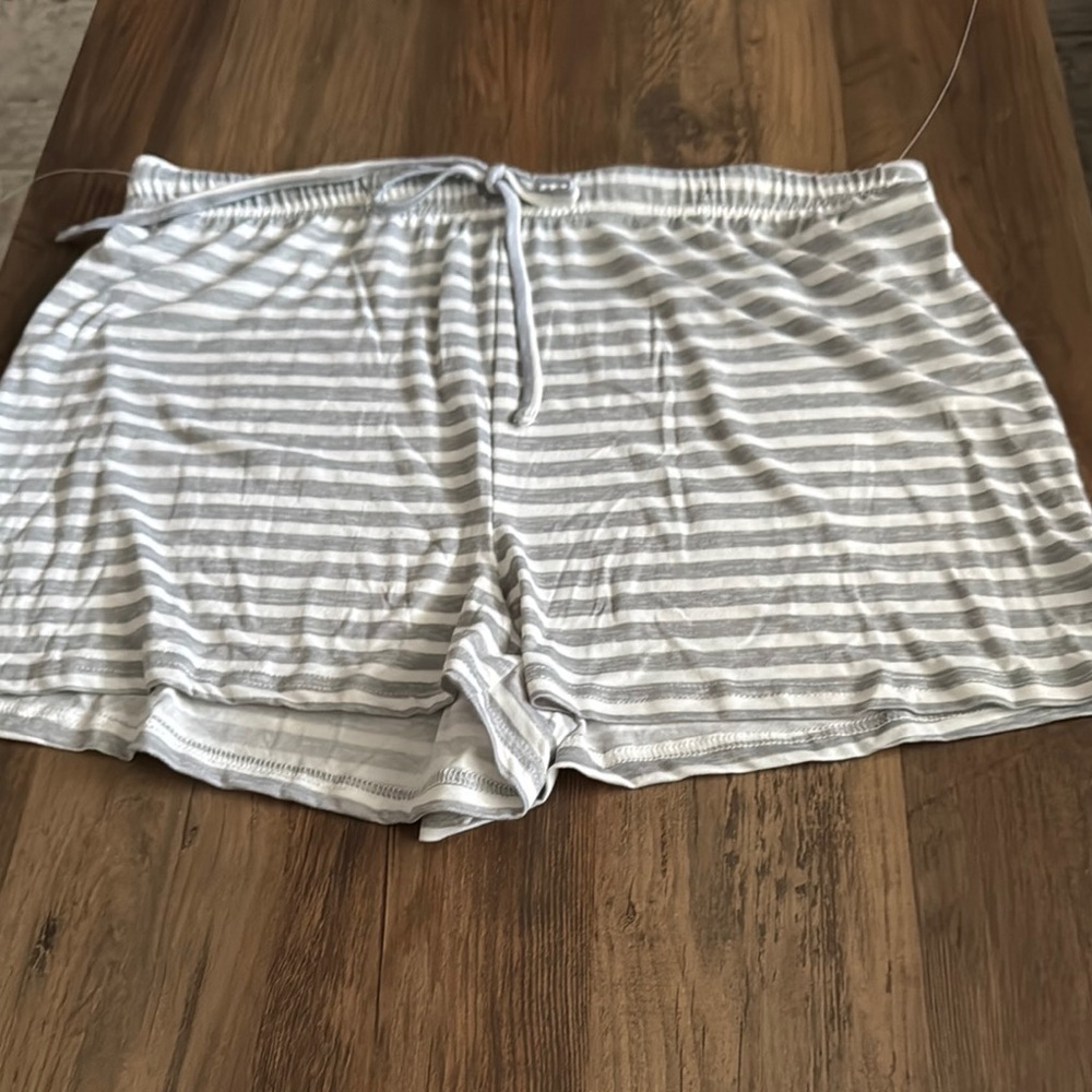 Striped Gray Women's Pajama Shorts Size Large